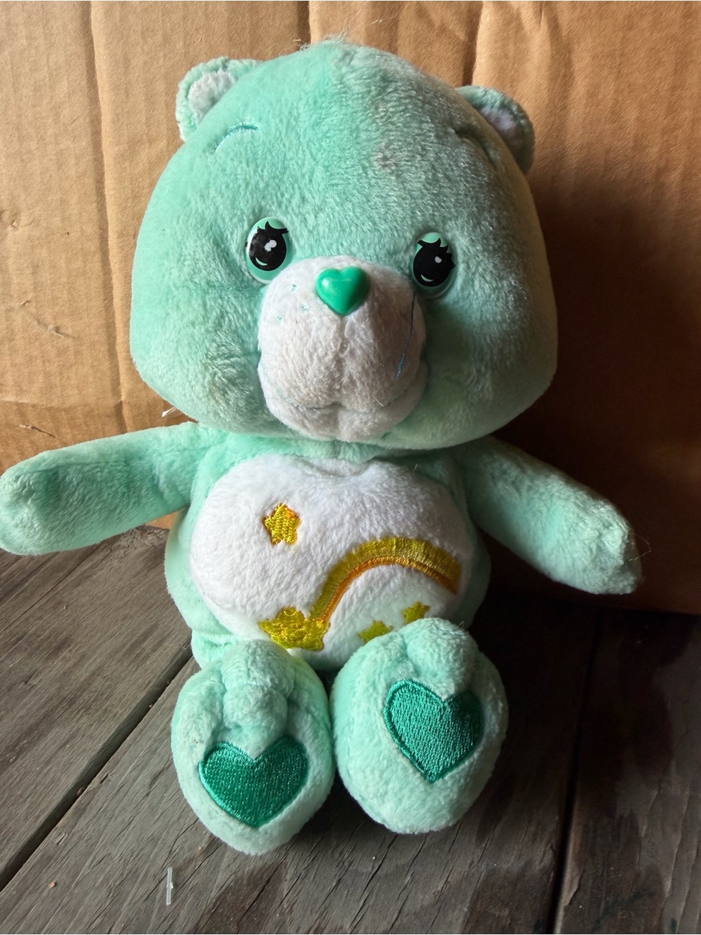 Care Bears Mint Green Plush with Rainbow & Heart Belly Badge